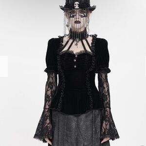 Eva Lady Black velvet Gothic Top xs